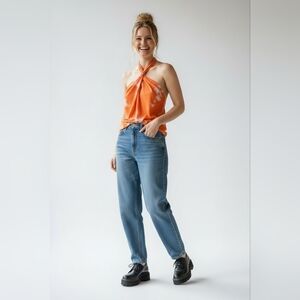 Kenneth Cole Silk Tangerine Splash Racerback Top